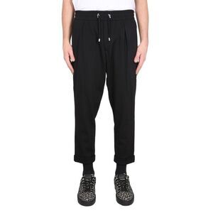BALMAIN Men's Pleated Drawstring Trousers Men BLACK Pants